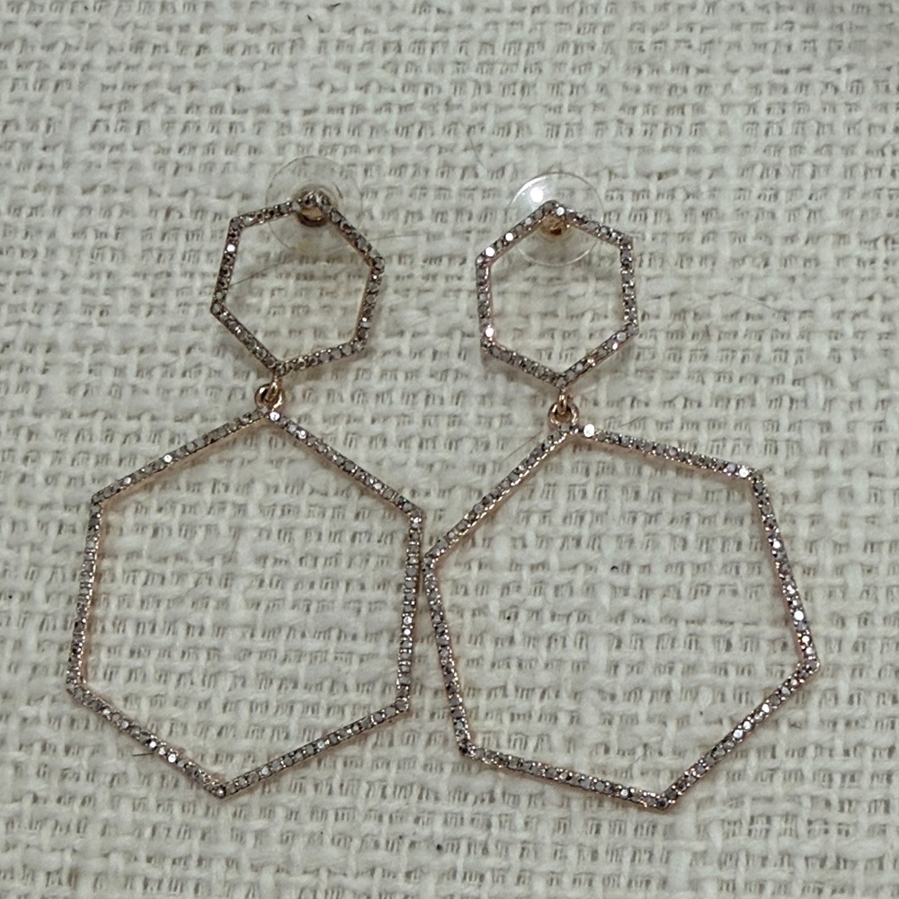 Rose Gold Hexagon Drop Earrings - Women Jewelry